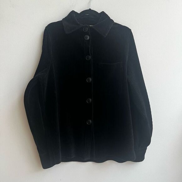 H&M Women's Button-Down Ribbed Wide Tooth Corduroy Collared Long Sleeve Sweater - Picture 1 of 8